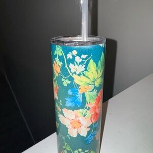 Floral Insulated Tumbler with Straw